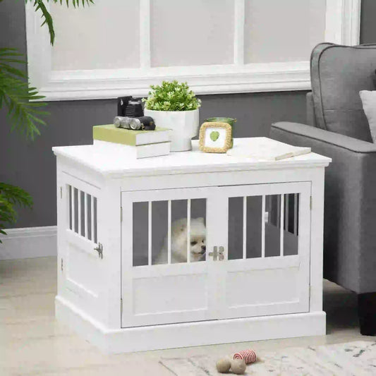 31" Dog Crate End Table, Three Doors, White Houses, Kennels & Pens White at Gallery Canada