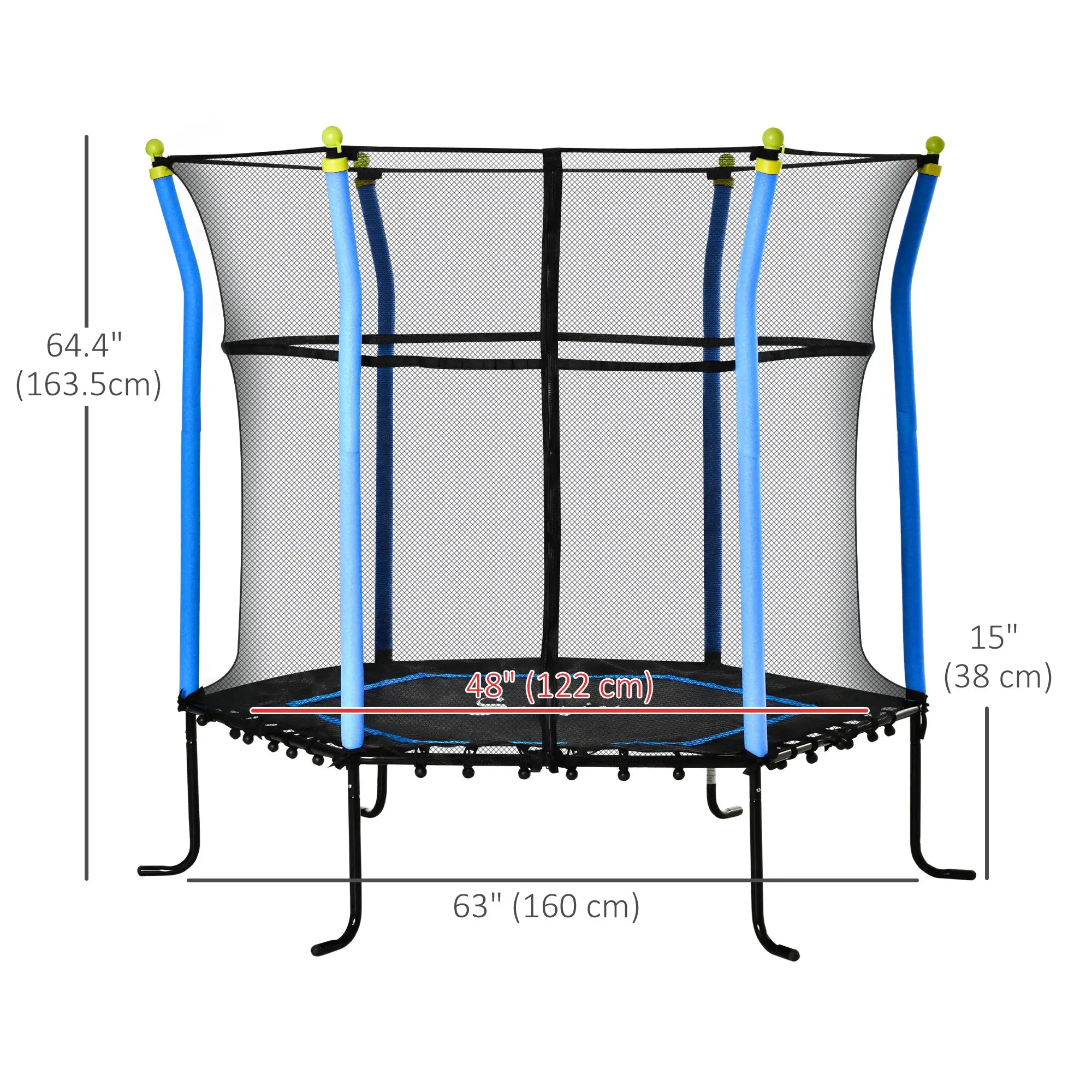 64 Inch Kids Trampoline with Enclosure Net, for Ages 3-10, Blue Trampolines at Gallery Canada
