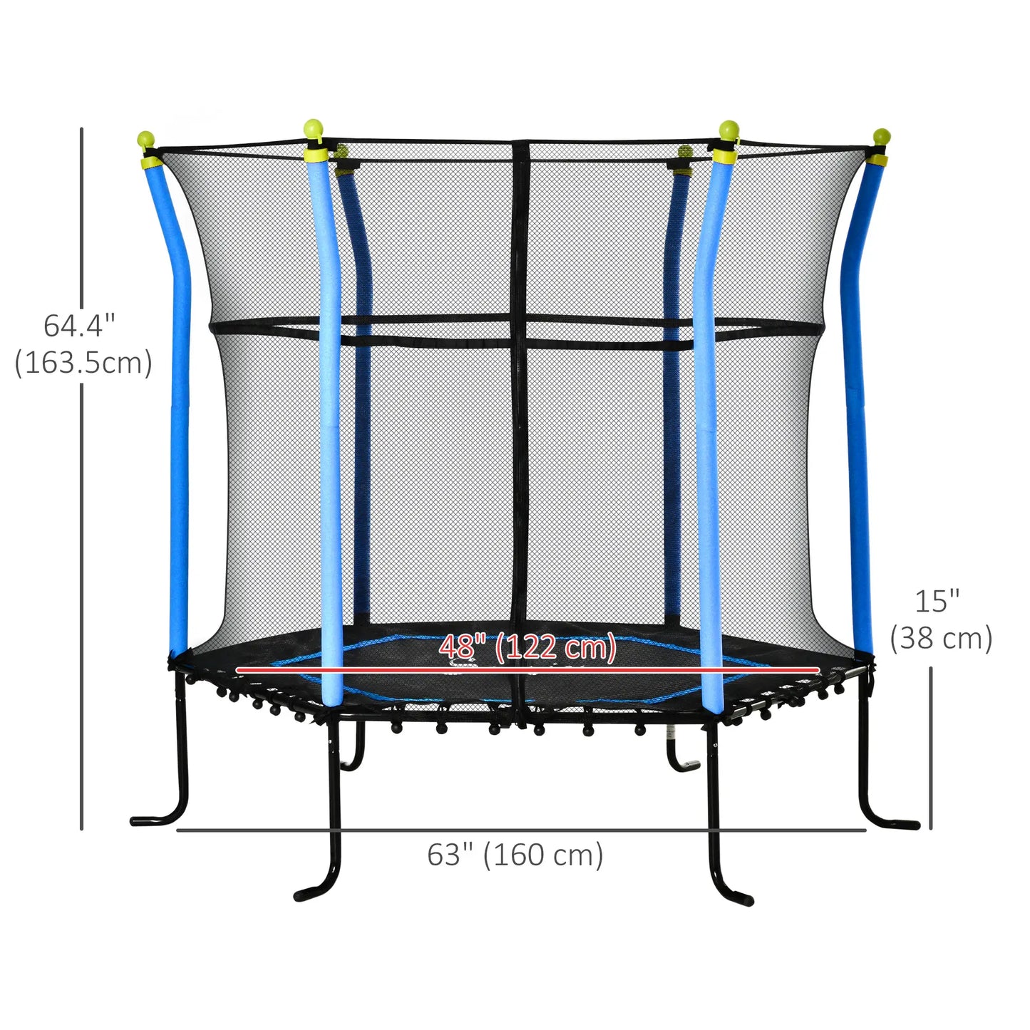 64 Inch Kids Trampoline with Enclosure Net, for Ages 3-10, Blue Trampolines at Gallery Canada