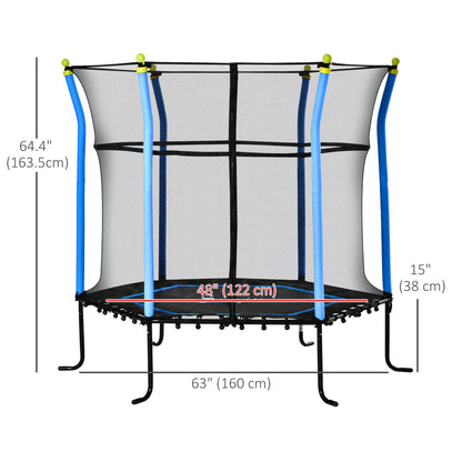64 Inch Kids Trampoline with Enclosure Net, for Ages 3-10, Blue Trampolines at Gallery Canada