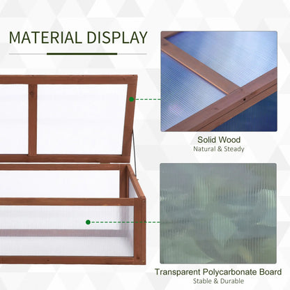 39" x 26" x 16" Wooden Cold Frame, Tilted Top Cover, Polycarbonate Planter Box, Brown Greenhouses at Gallery Canada