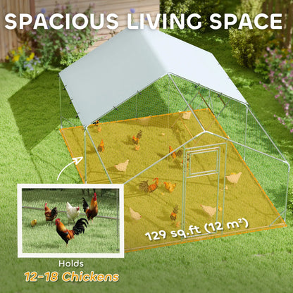 Large Metal Chicken Run, Waterproof UV-Resistant Cover, Feeding Door, Hanging Feeder, Perch, 12-18 Chickens Chicken Coops at Gallery Canada