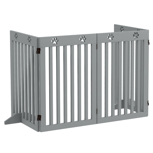 80" Extra Wide Freestanding Pet Gate with Support Feet, Light Grey