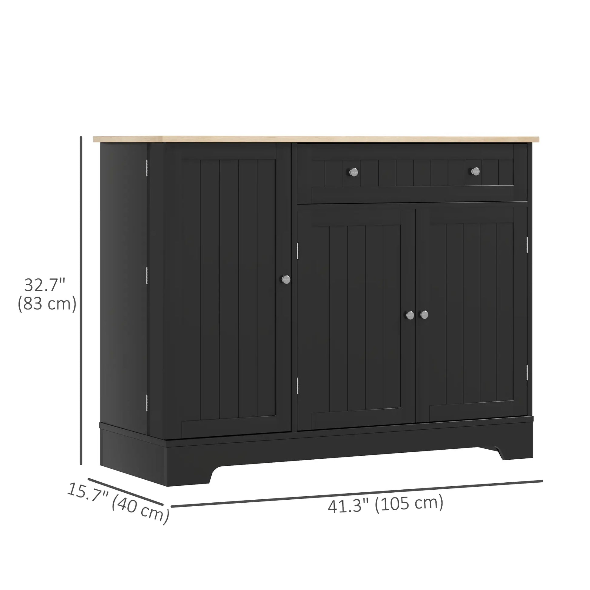 Modern Sideboard Cabinet, 41" Kitchen Buffet, 3 Doors, Black Bar Cabinets at Gallery Canada