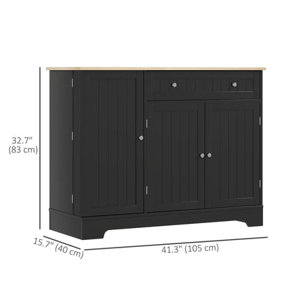 Modern Sideboard Cabinet, 41" Kitchen Buffet, 3 Doors, Black Bar Cabinets at Gallery Canada