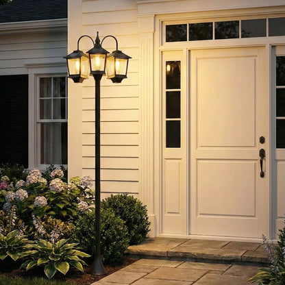 74" 3-Head Solar Lamp Post Light, Waterproof LED, Automatic Dusk-to-Dawn Sensor Solar Post Lamps at Gallery Canada