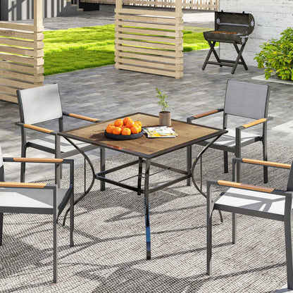 37" Square Outdoor Dining Table for 4, Plastic Board Tabletop, Mixed Brown, Brown Patio Side Tables at Gallery Canada