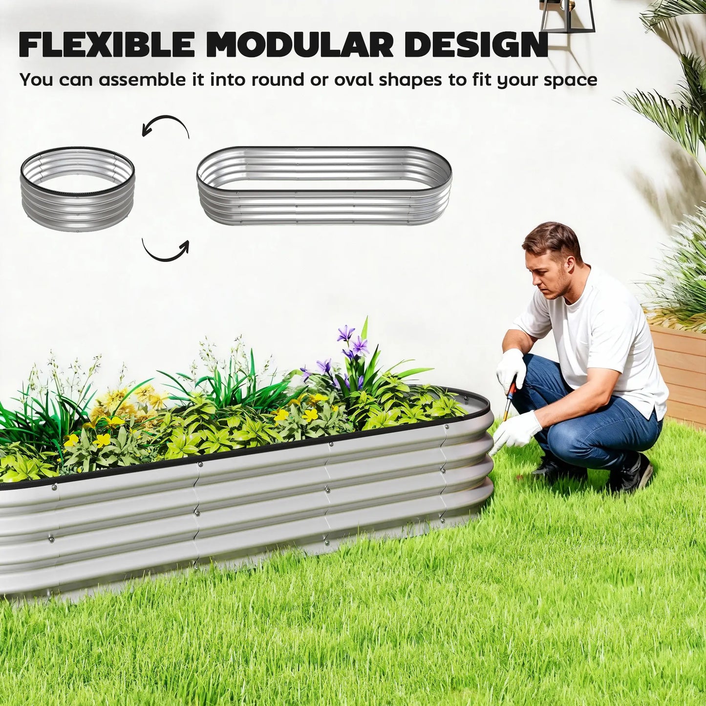 2Pcs Galvanized 6x2x1 ft Raised Garden Bed, Silver Galvanized Planter Boxes at Gallery Canada