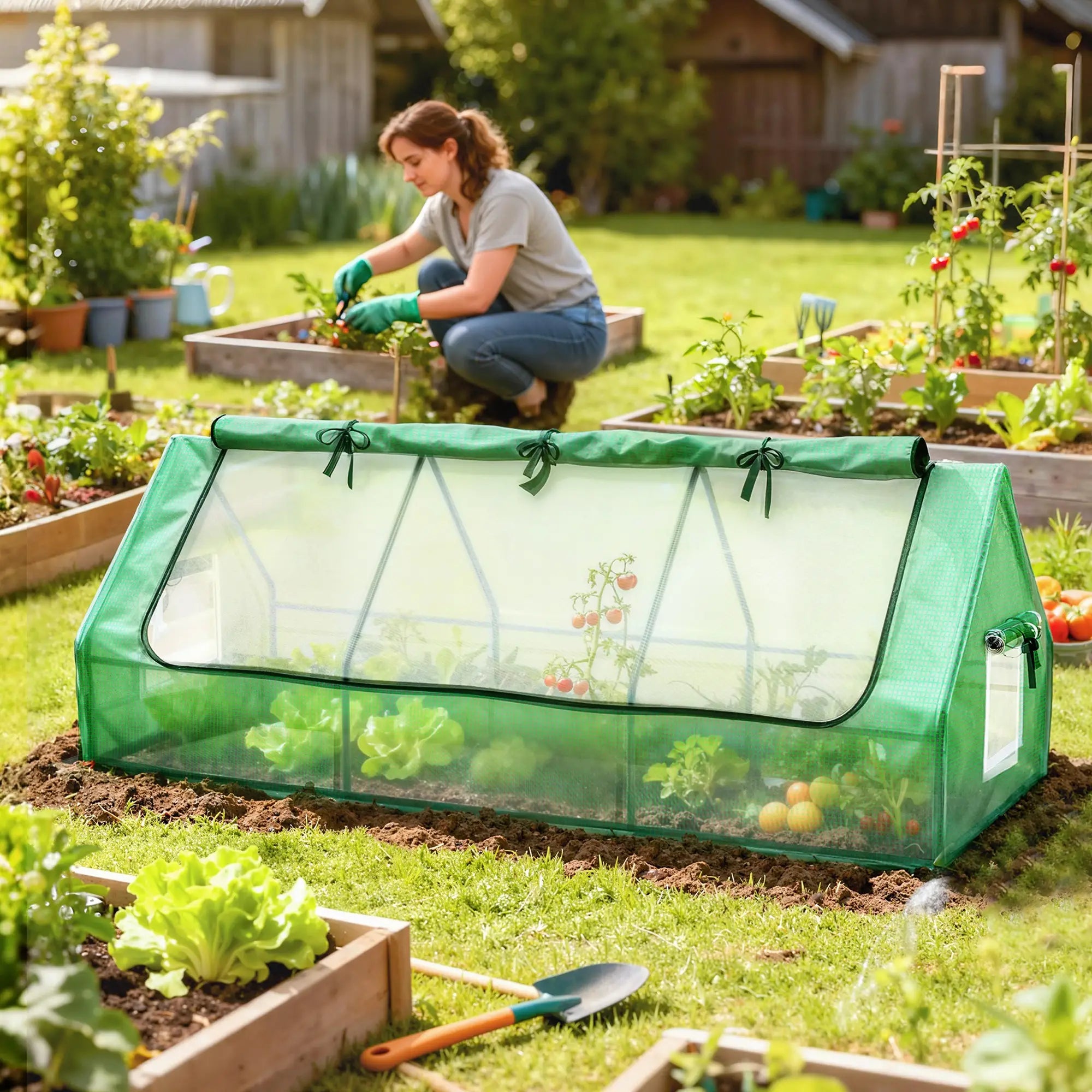 Portable Mini Greenhouse, Mesh Windows, 94.5