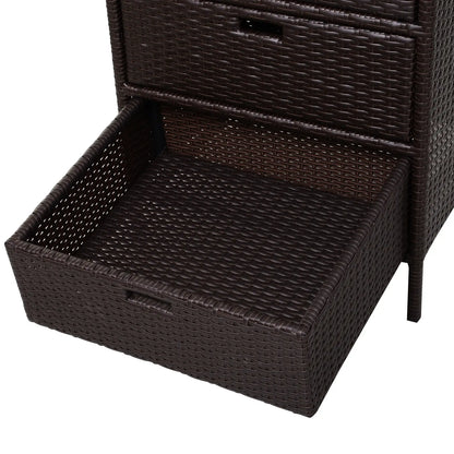 32" Rattan Patio Organizer, 3 Drawers, Outdoor Garden Storage Patio Storage Boxes at Gallery Canada