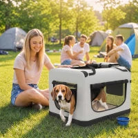 Soft-Sided Pet Carrier Bag, Portable Travel, Light Grey