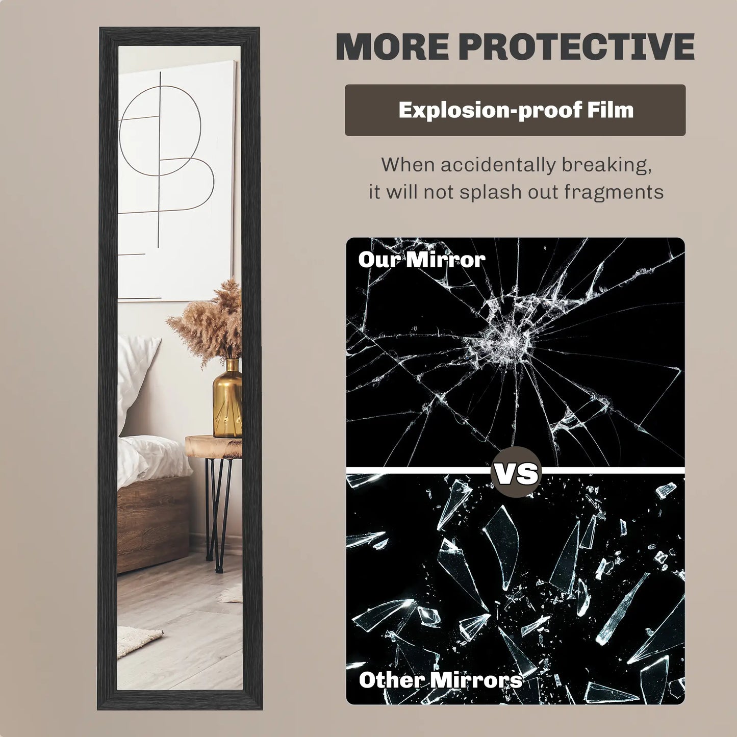 15" x 62" Full Length Mirror, Free Standing, Black Full Length Mirrors at Gallery Canada