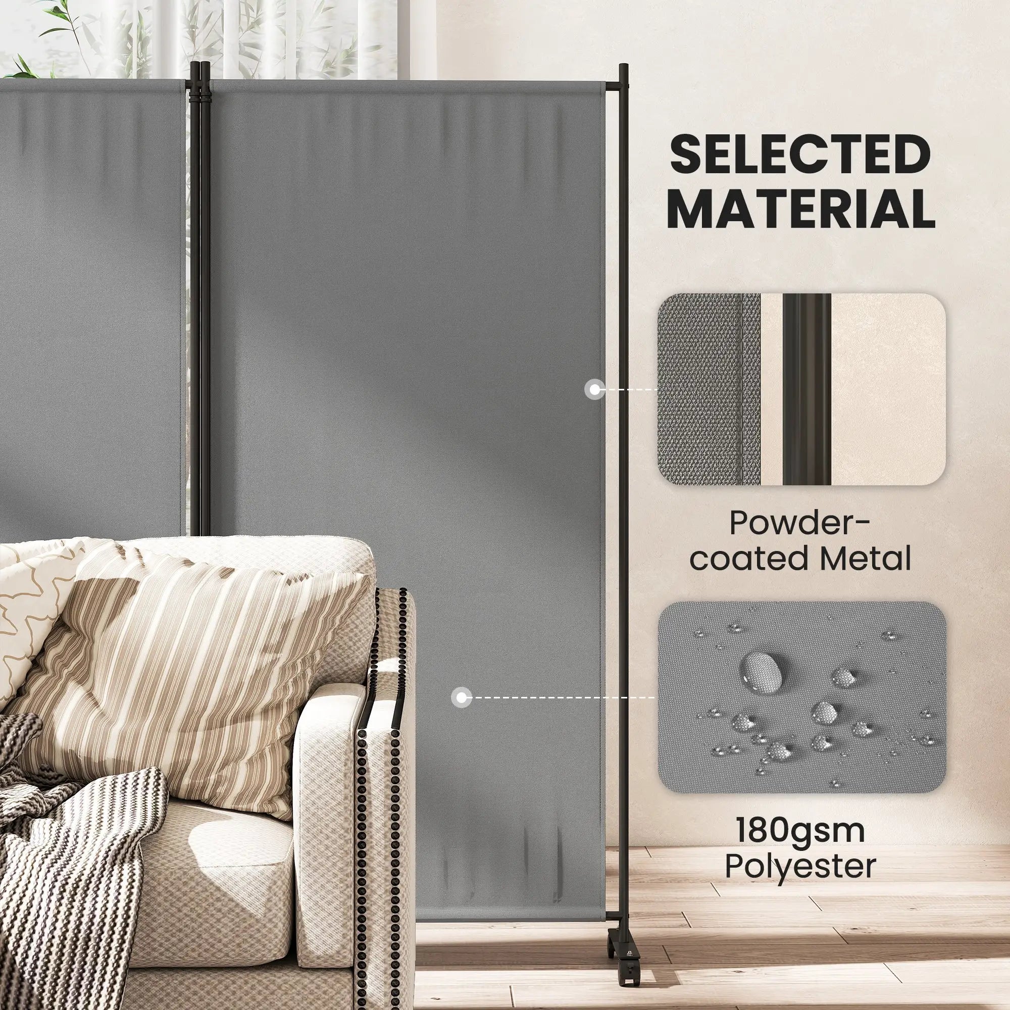 Folding Room Divider with Wheels, Privacy Screen, 6ft Tall Side Awnings at Gallery Canada