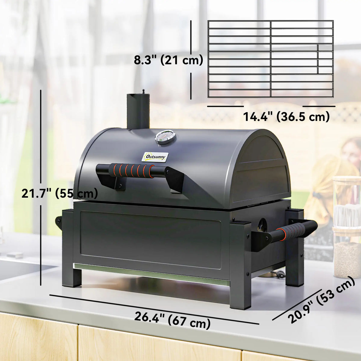 Portable Tabletop Charcoal Smoker, Ash Catcher, Thermometer, Black Charcoal BBQ Grils at Gallery Canada