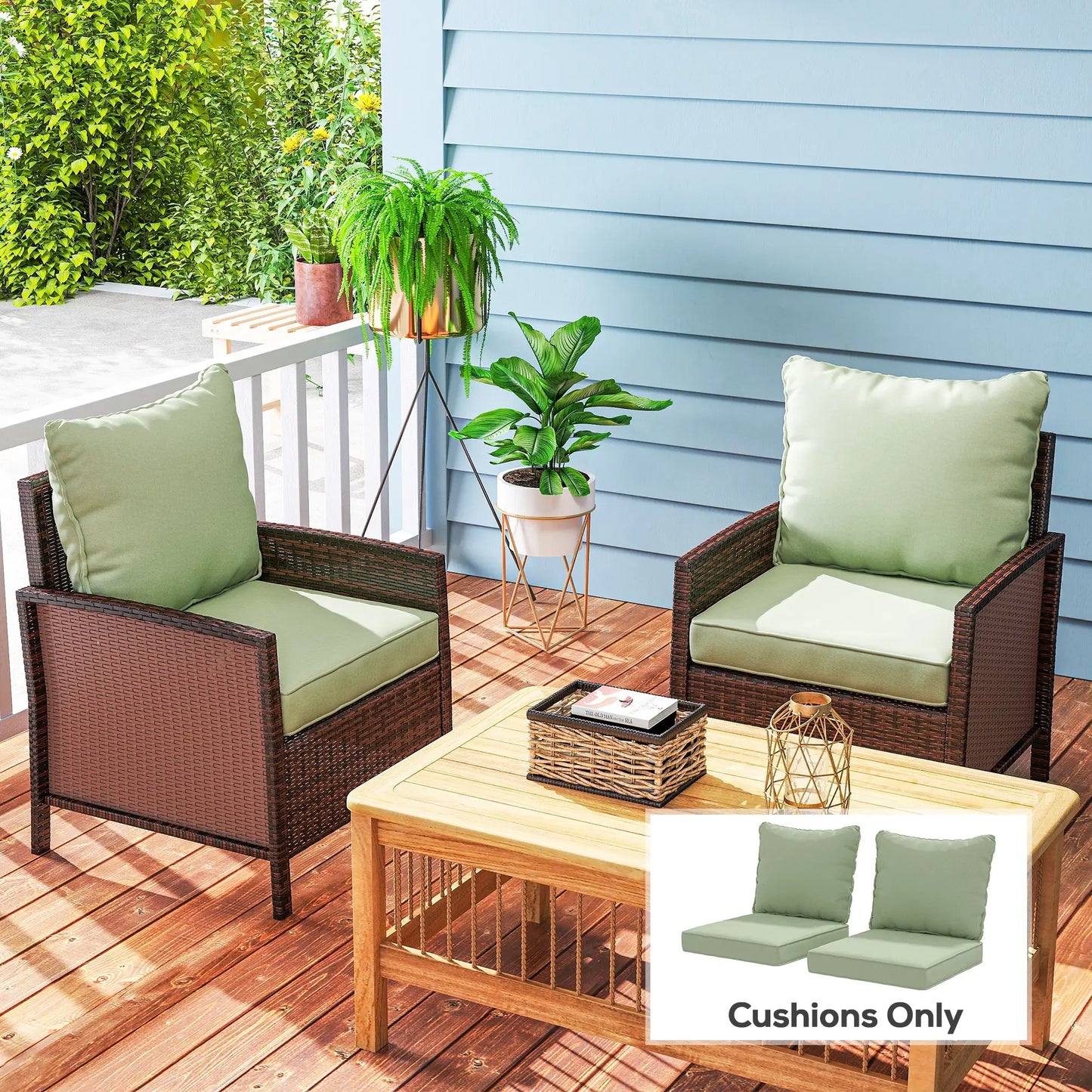 4-Piece Seat Cushion Pillows, Patio Chair Cushions Set, Indoor Outdoor, Green Patio Chair Cushions at Gallery Canada