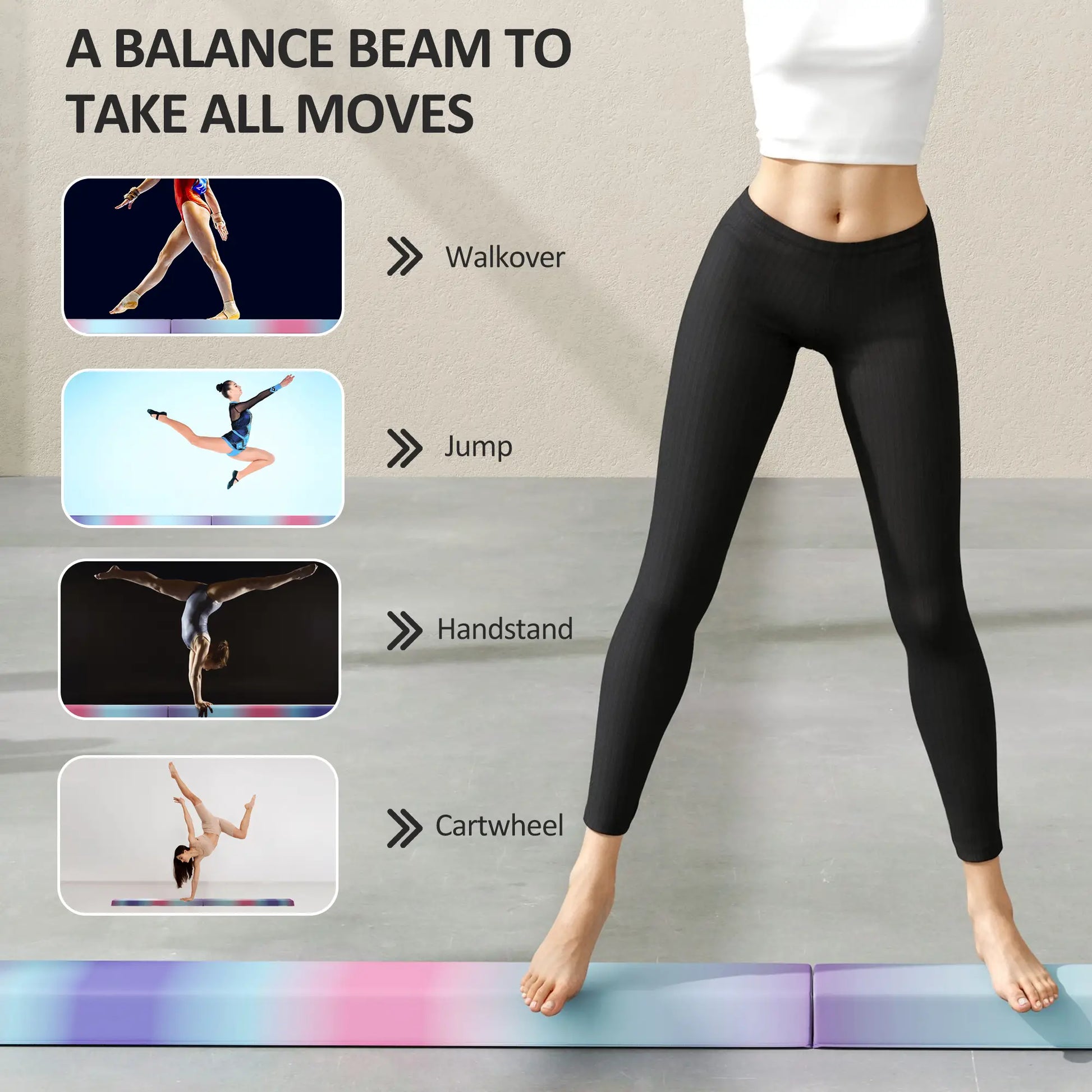 7.7ft Folding Balance Beam, Gymnastics Equipment, Anti-Slip, Multicolour Gymnastics Mats at Gallery Canada