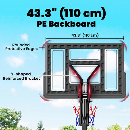 Portable Basketball Hoop, 7.7 FT to 10 FT Adjustable, 43'' Shatterproof Backboard, Fillable Base Basketball at Gallery Canada