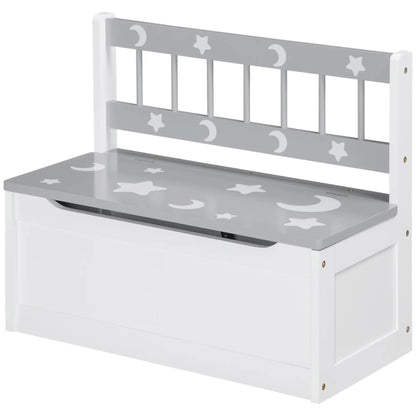 Kids Toy Storage Chest with Lid, Safety Hinge, Bench Seat, Backrest, Grey Baby & Kids Storage White, Grey at Gallery Canada
