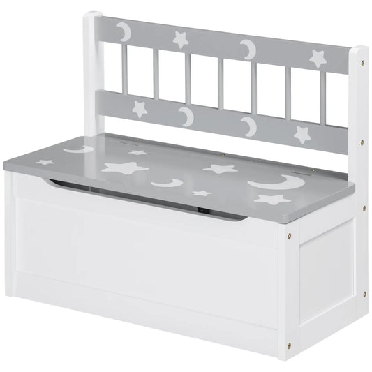 Kids Toy Storage Chest with Lid, Safety Hinge, Bench Seat, Backrest, Grey Baby & Kids Storage White, Grey at Gallery Canada