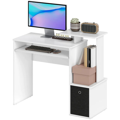 Computer Desk, Sliding Keyboard Tray, Storage Drawer, White Computer Desks White at Gallery Canada