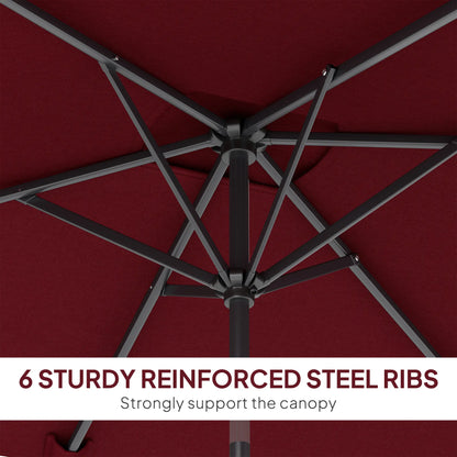 6.6x9.6ft Rectangle Aluminum Tilt Patio Umbrella, Outdoor Sunshade, Wine Red Sun Umbrellas at Gallery Canada