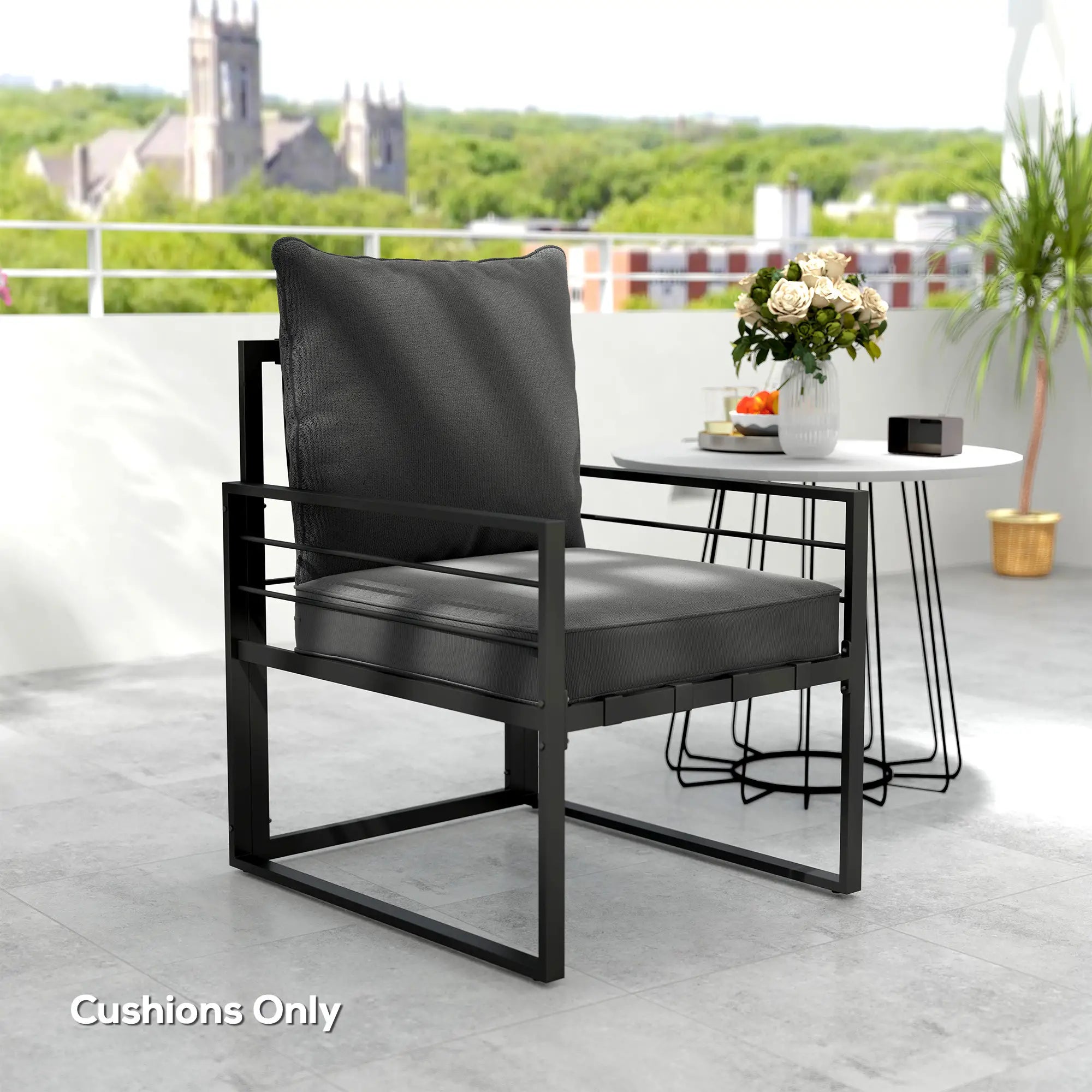 Patio Chair Cushions, Thick Deep Seat, Charcoal Grey Patio Chair Cushions at Gallery Canada