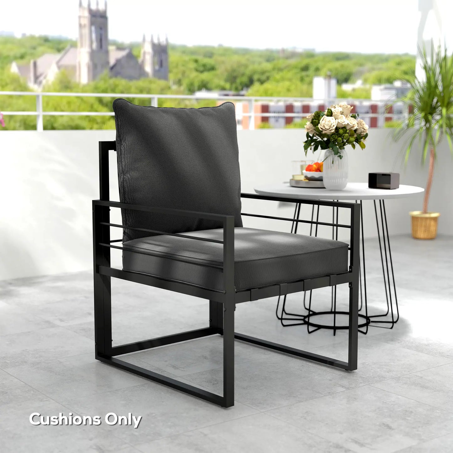 Patio Chair Cushions, Thick Deep Seat, Charcoal Grey Patio Chair Cushions at Gallery Canada