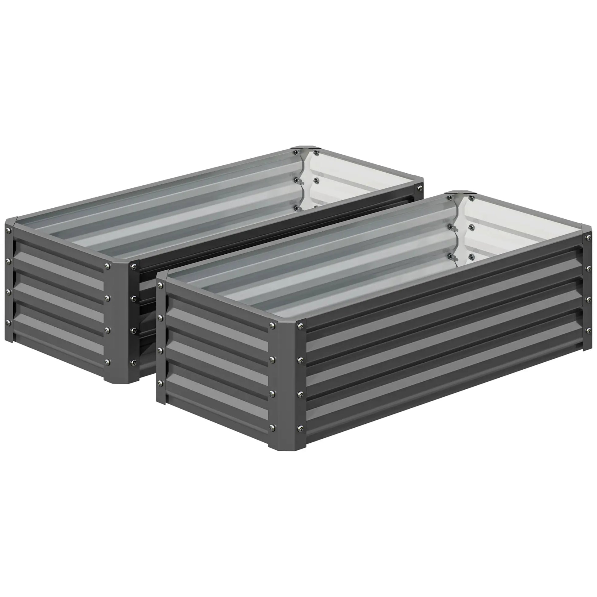 Galvanized Raised Garden Beds, Outdoor Planter Box, Set of 2, Light Grey Raised Garden Beds Light Grey at Gallery Canada