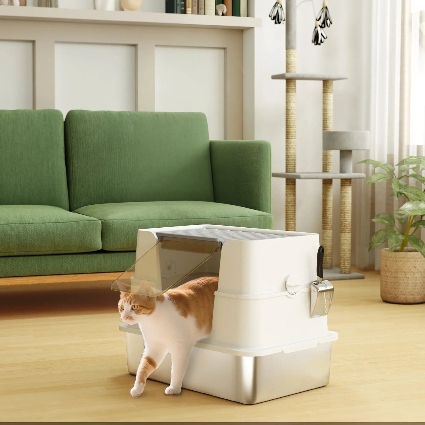 XL Stainless Steel Litter Box With Lid, Extra Large Covered Cat Litter Box Cat Litter Box Enclosures at Gallery Canada