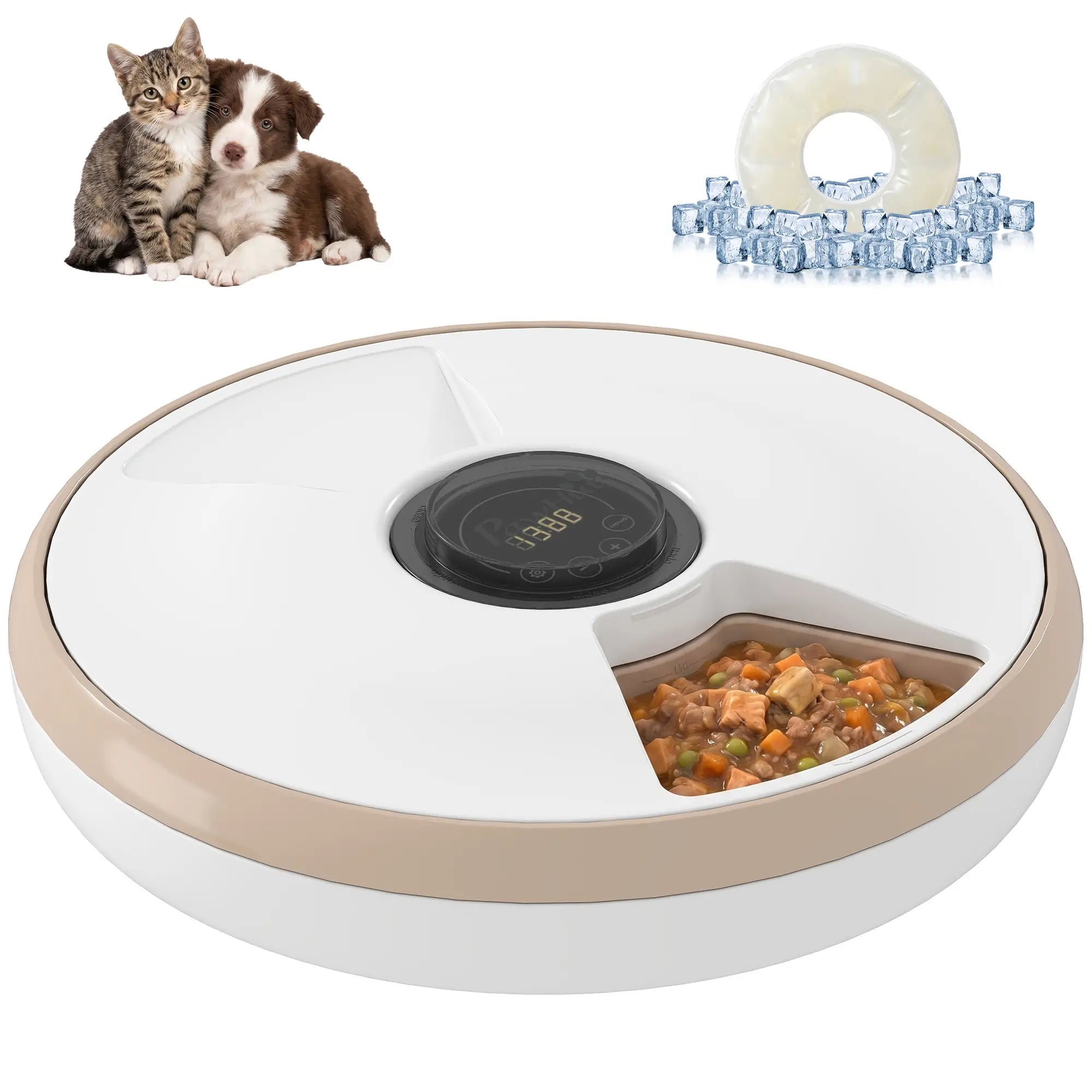 Automatic Cat Feeder, Dry Wet Food, 6 Trays, Battery Powered, Light Brown Dog Bowls at Gallery Canada