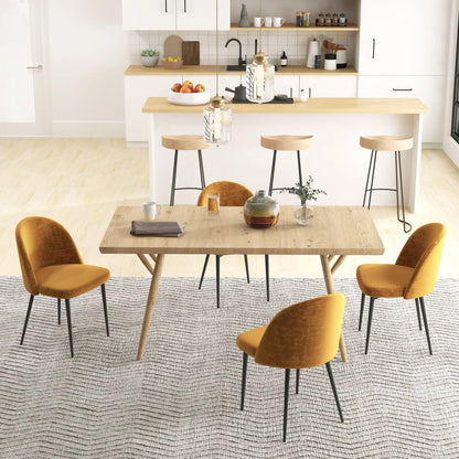 Modern Dining Chairs, Mid-Back Velvet Upholstery, Set of 4, Yellow Dining Chairs at Gallery Canada