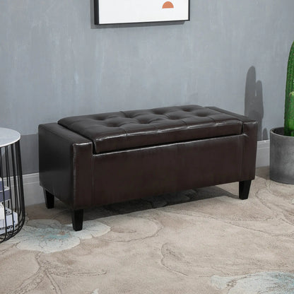 Storage Ottoman Bench, PU Leather, Tufted Design, Brown Storage Ottomans & Benches at Gallery Canada