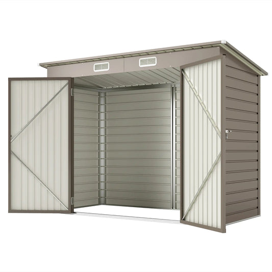 8 x 4FT Galvanized Metal Garden Shed, Double Doors, 2 Vents, Light Grey Sheds Light Grey at Gallery Canada