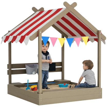 Outdoor Wooden Sandbox With Cover, 3-7 Years Old, Backyard, Grey Sandboxes & Accessories at Gallery Canada