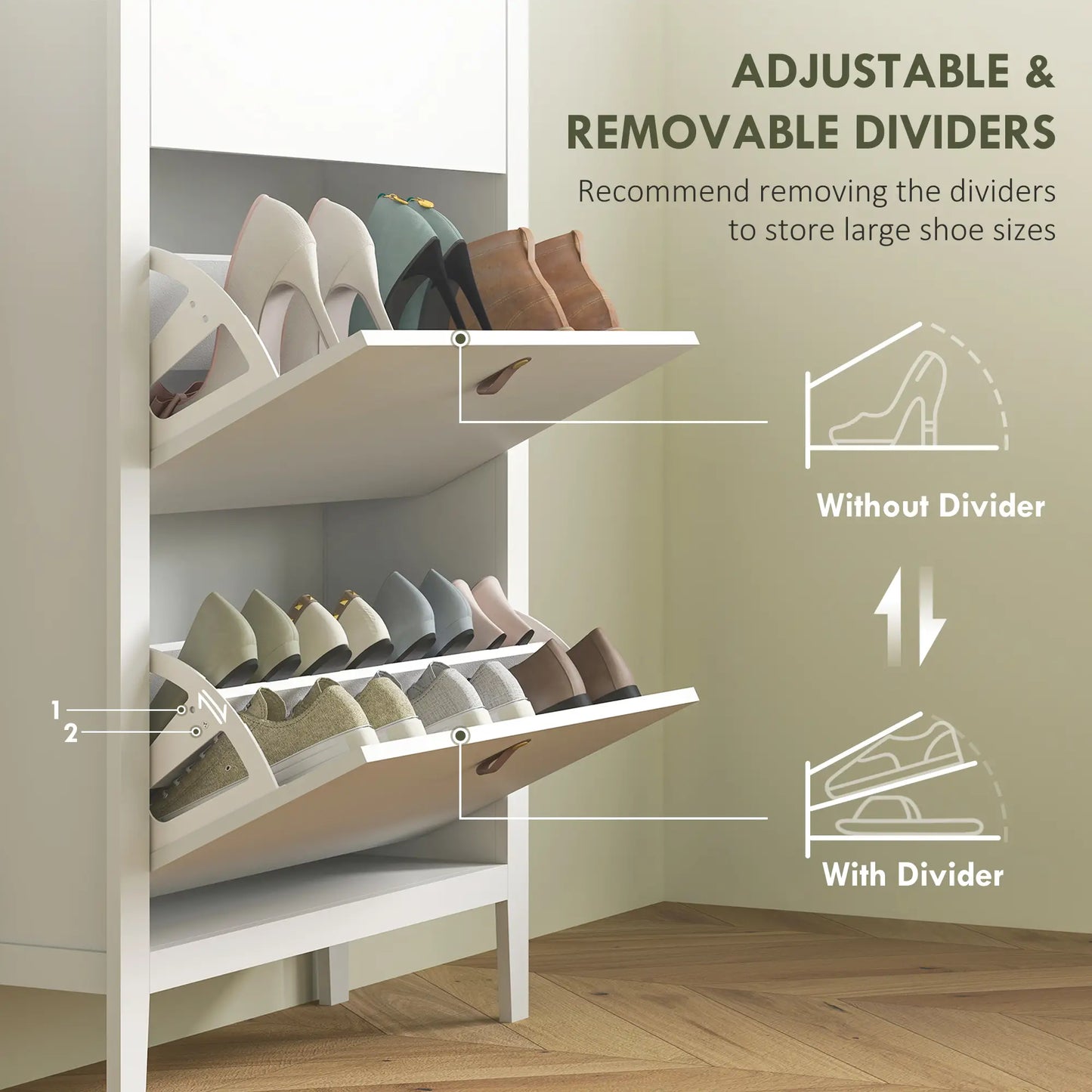Narrow 3-Flip Drawer Shoe Cabinet, Adjustable Shelves, White Shoe Storage Cabinets & Racks at Gallery Canada