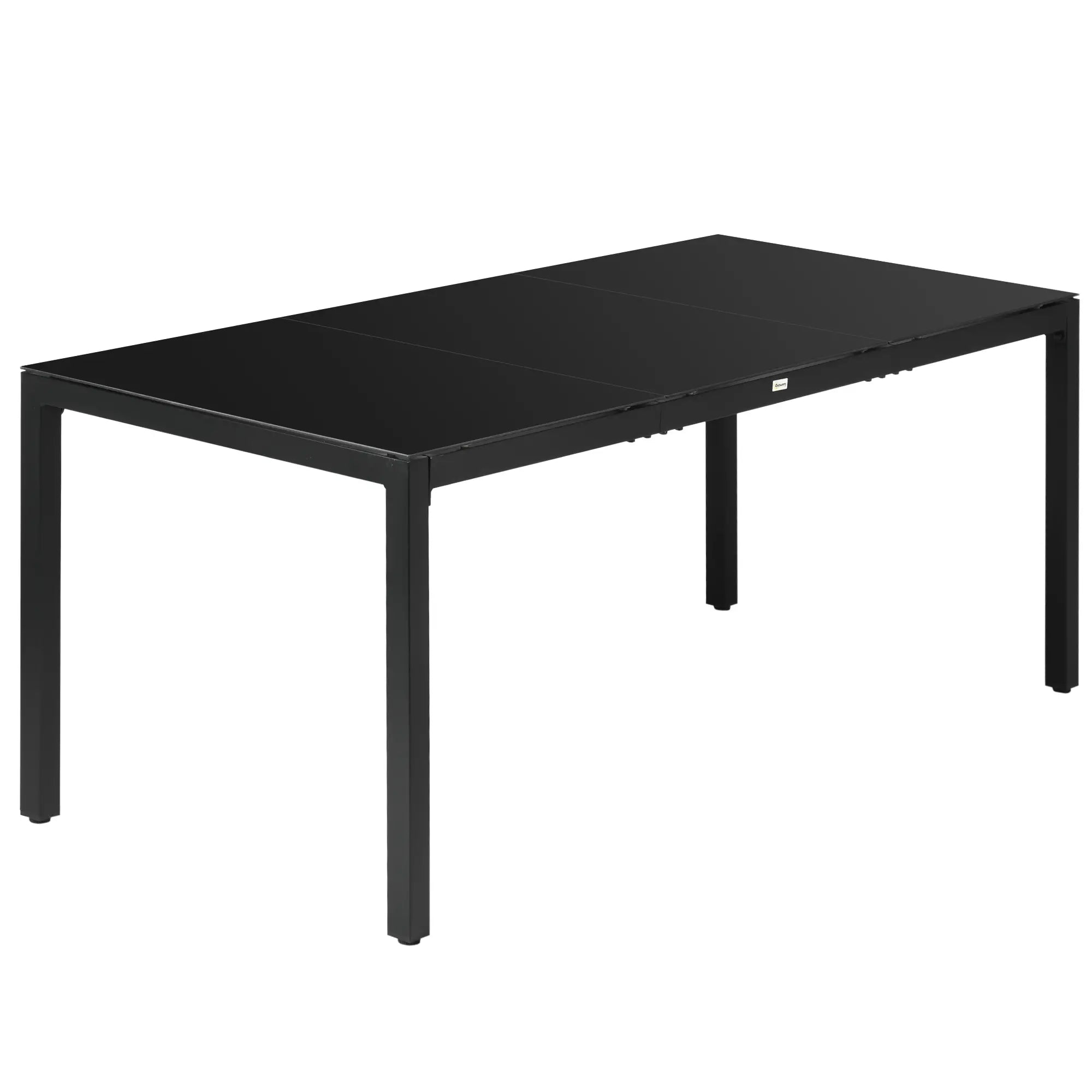 Rectangular Outdoor Dining Table For 8, Tempered Glass Top, Aluminum Frame, 70.9