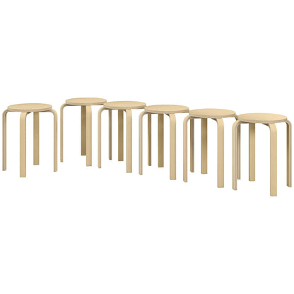 Round Stackable Chairs Set of 6, 18-Inch Backless Stools Bar Stools Natural at Gallery Canada