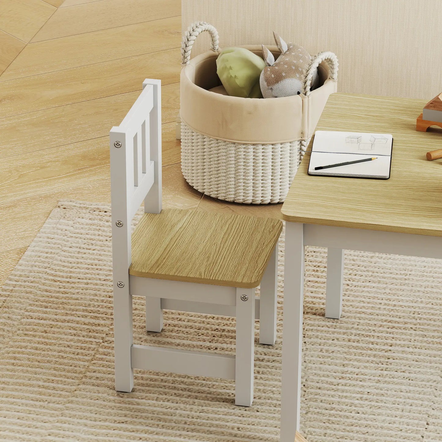 Kids Table And Chairs Set, Toddler Table And 2 Chair Set, Natural Kids Table Sets at Gallery Canada