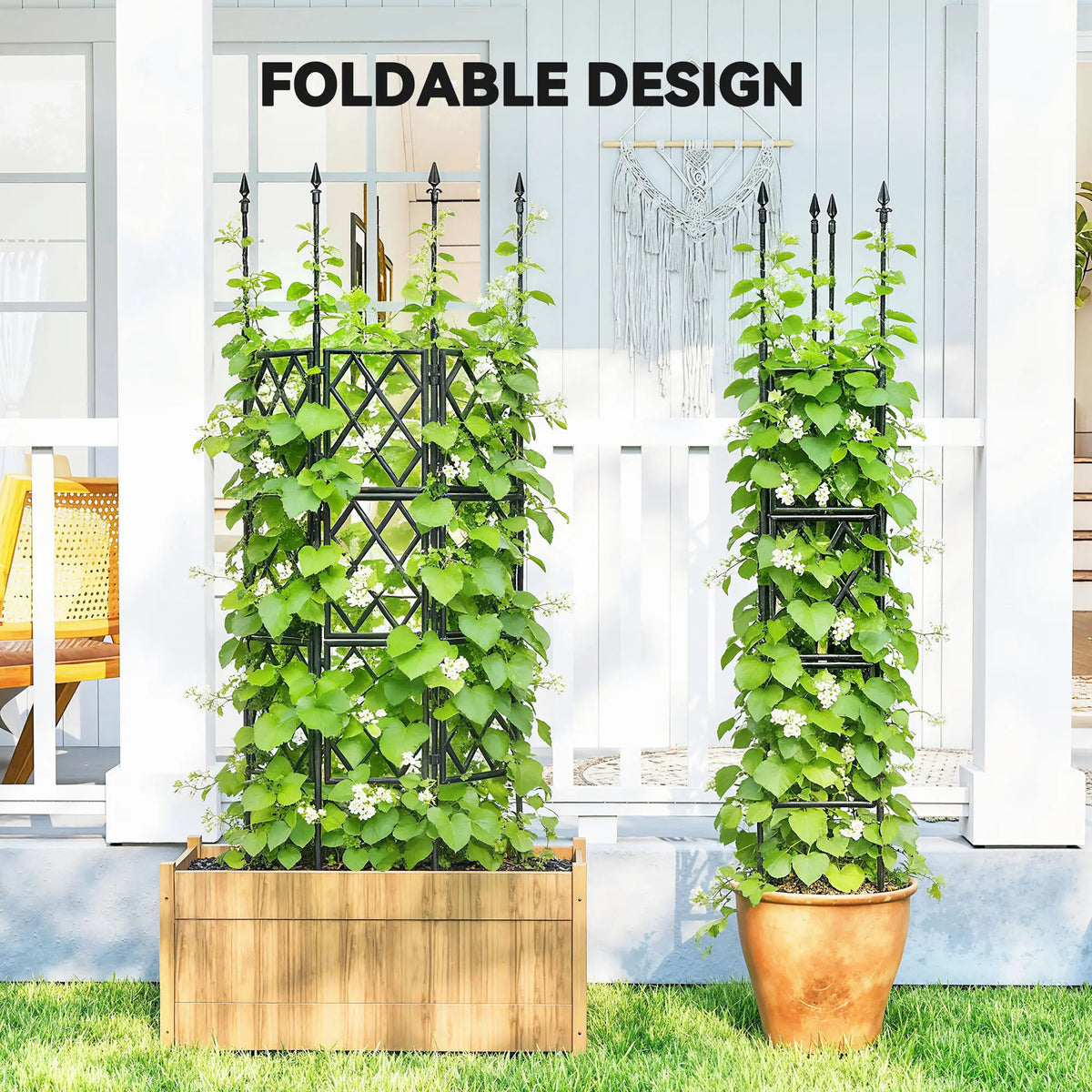 Foldable Garden Trellis, 33.5 x 77.6 Inch, Lattice Climbing Support, Black Plant Stands at Gallery Canada