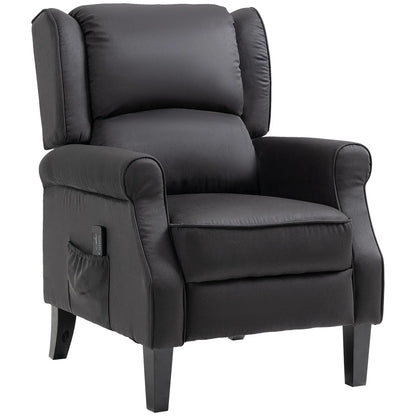 Massage Recliner Chair, Suede Wingback with Footrest, Wood Legs, Remote, Black Single Sofas at Gallery Canada