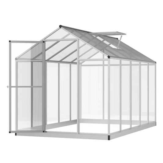 6' x 10' x 6.4' Walk-In Greenhouse, Polycarbonate Panels, Silver Walk In Greenhouses Transparent Sheets, Silver Frame at Gallery Canada