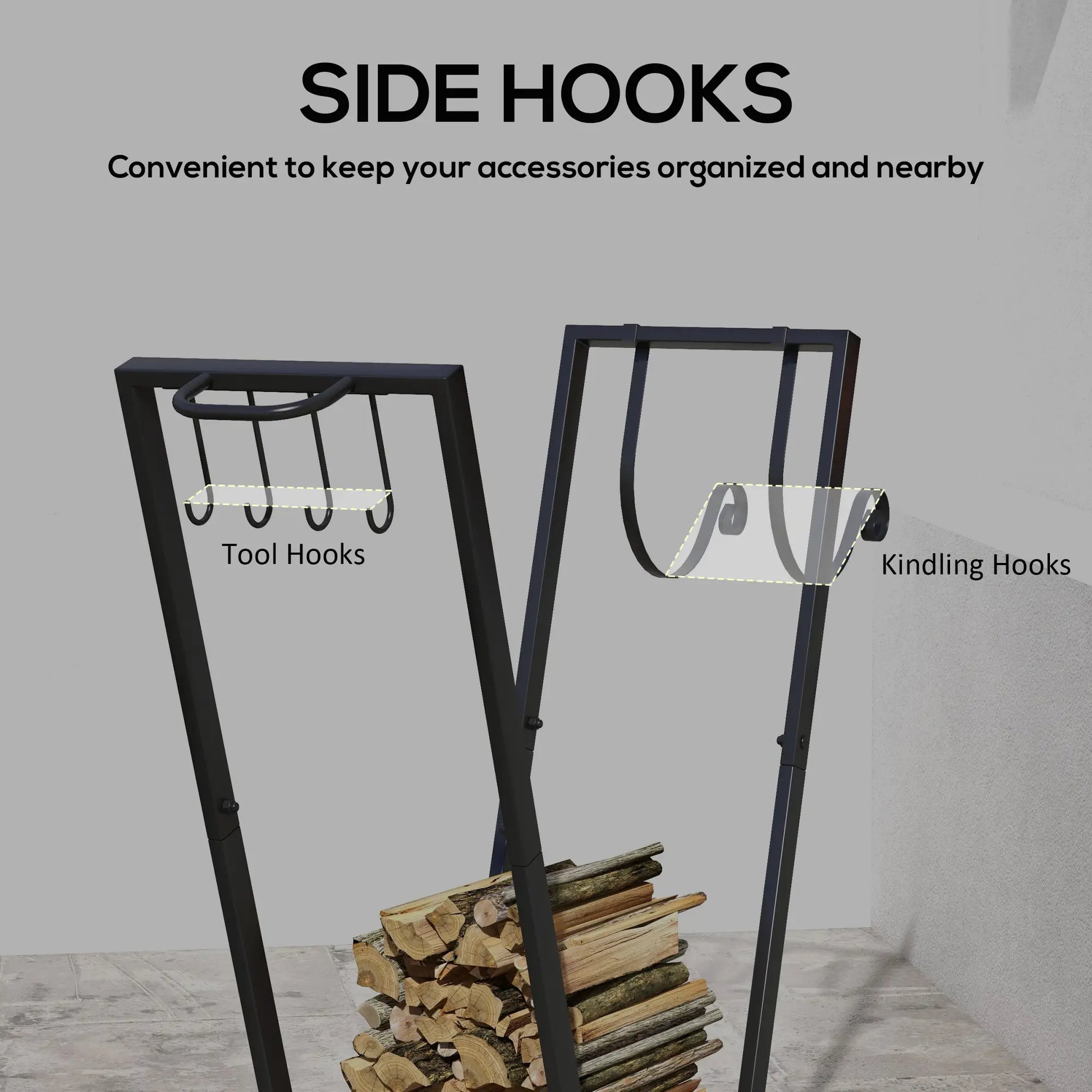 31 Inch Firewood Rack, Heavy Duty with Swivel Casters, Indoor Outdoor, Black Firewood Racks at Gallery Canada