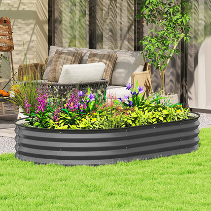 5' x 3' x 1' Bac à plantes extérieur, Lit de jardin surélevé galvanisé, Gris foncé