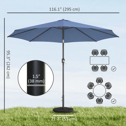 10' x 10' Round Market Umbrella, With Base, Sandbag, Crank Handle, Tilt, Blue Sun Umbrellas at Gallery Canada