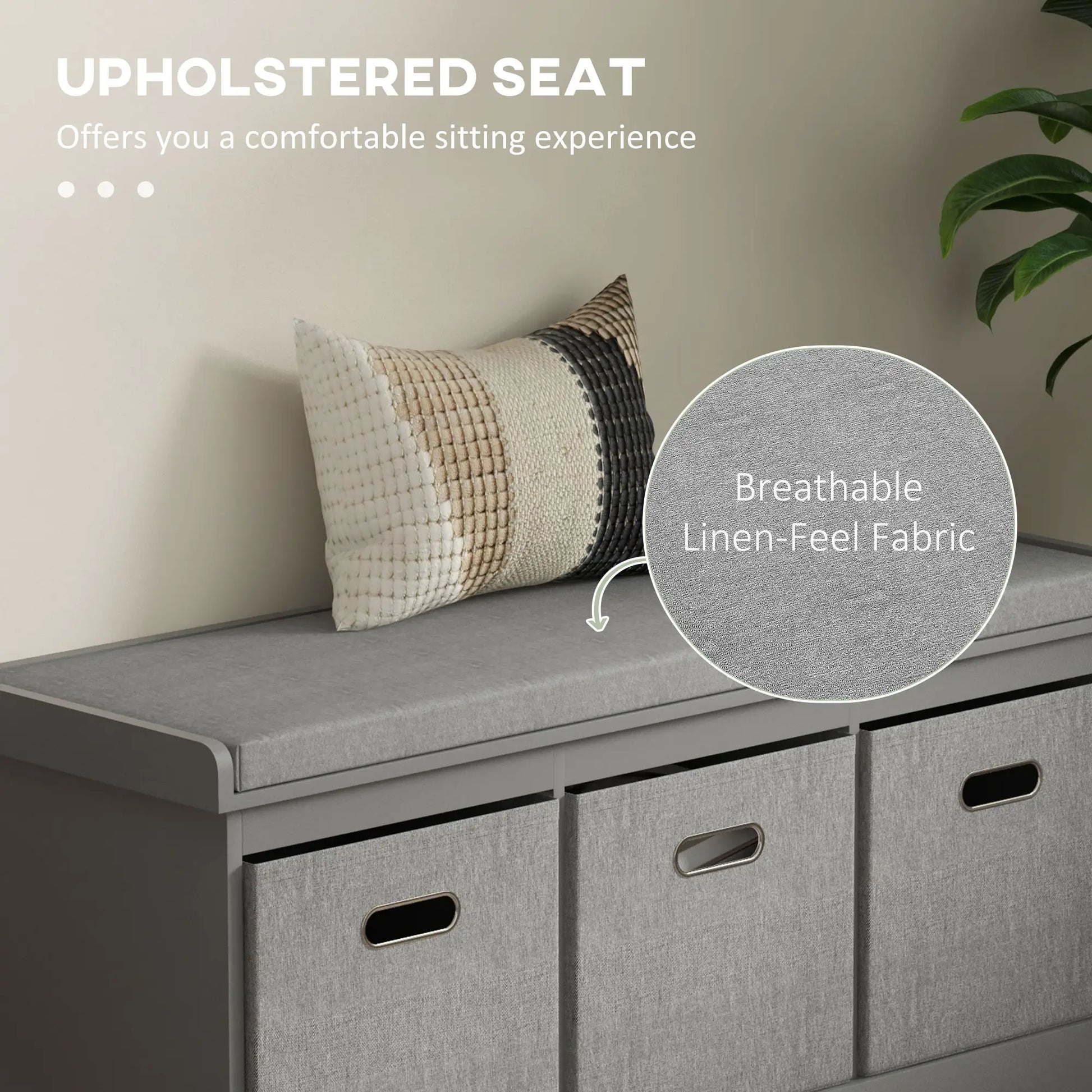 Shoe Storage Bench with Seat, 3 Fabric Drawers, Grey Shoe Storage Cabinets & Racks at Gallery Canada