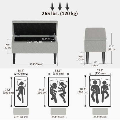 Modern Storage Bench, Ottoman with Lamb's Wool Upholstery, Grey Storage Ottomans & Benches at Gallery Canada
