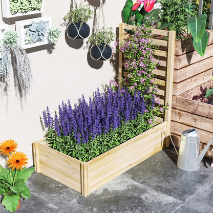 Wood Planter Box with Trellis, Raised Garden Bed, 91"x24"x43", Natural Raised Garden Beds at Gallery Canada
