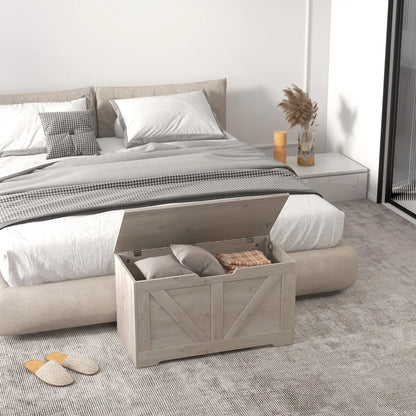 31.5 Inches Storage Chest, Wooden Box, Wood Grain, Grey Storage Cabinets at Gallery Canada