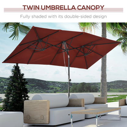 Double-Sided Patio Umbrella with Tilt, Adjustable Height, 12 Ribs, Wine Red Sun Umbrellas at Gallery Canada