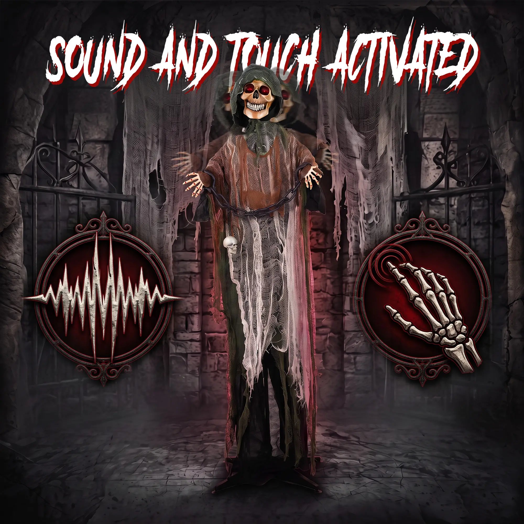 5.6 Ft Animated Grim Reaper Halloween Animatronic, Moves & Glows Halloween Decorations at Gallery Canada